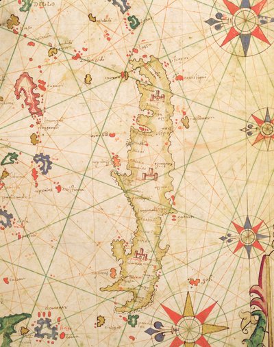 The Island of Crete, from a Nautical Atlas, 1651 (Detail) by Pietro Giovanni Prunes